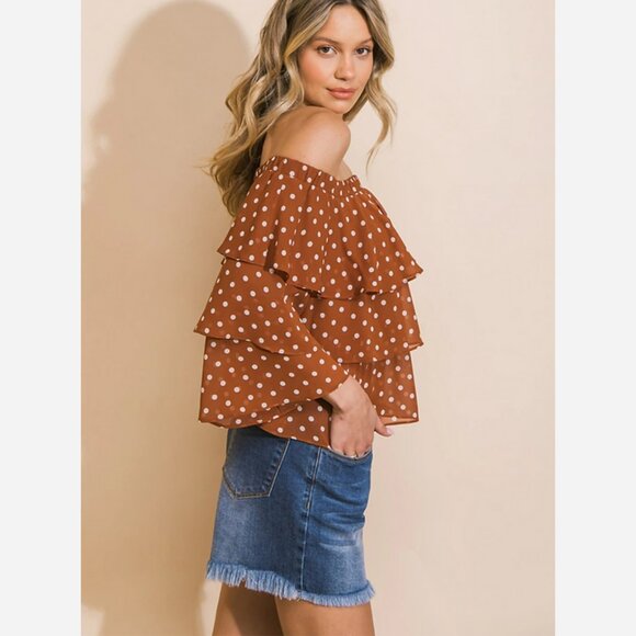 Off-Shoulder Island Getaway Polka Dot Top - Picture 3 of 8